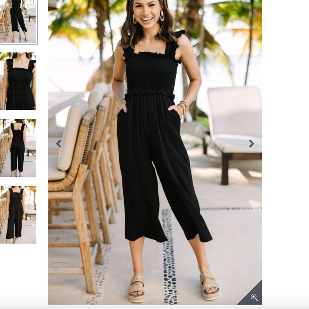 NWOT Shop the Mint All For You Black Smocked Jumpsuit